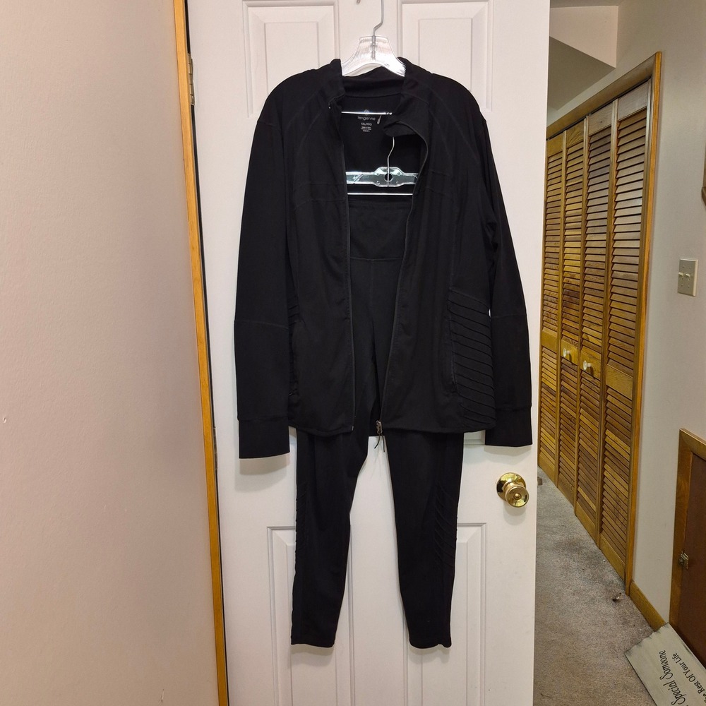 Tangerine Womens Black Moto Zip Jacket XXL and Leggings XL Tracksuit Set Active